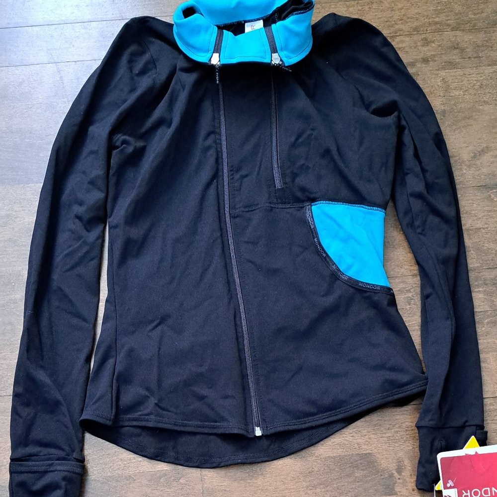 Mondor NWT skating jacket zipper vest  4804 large black and turquoise blue large
